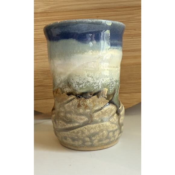 Pigeon River Pottery Small Vase Brown Blues Green Glazed Signed 5x3.5 Inches - Picture 1 of 6